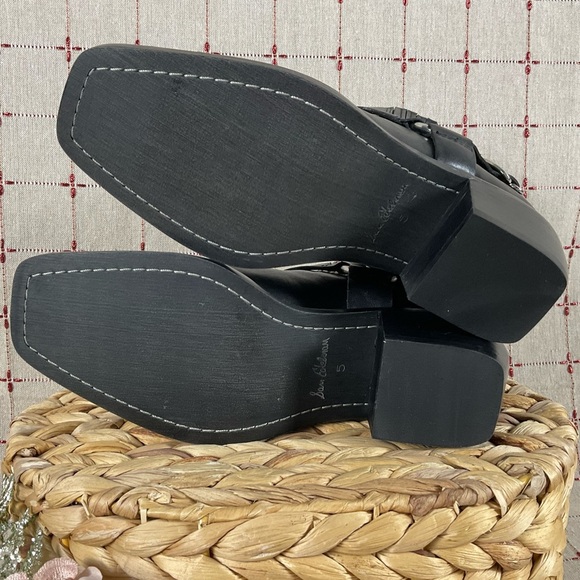 Sam Edelman “Bellamie” Black Leather Chunky Heel Ankle Bootie Square Toe Sz 5 - Picture 4 of 8